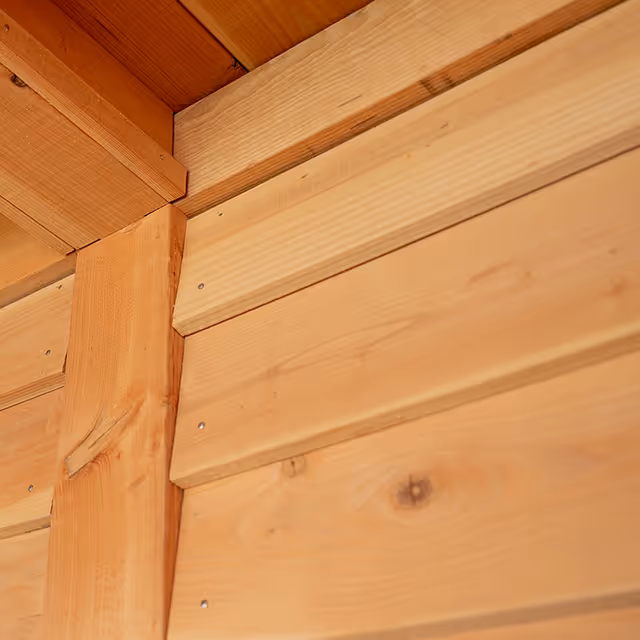 Close-up van hoek van een douglas prefab oplossing