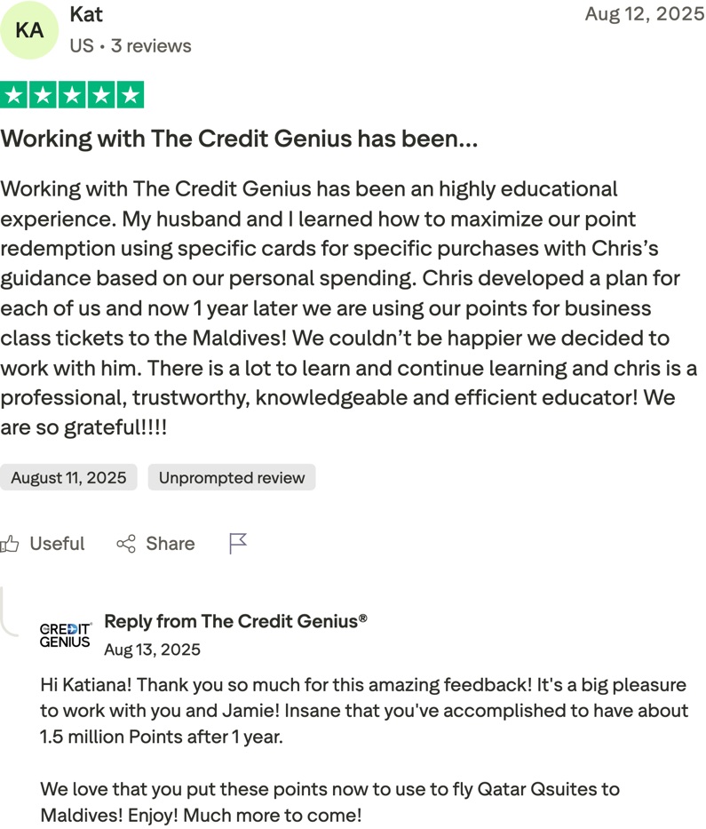 Kat: Working with The Credit Genius has been…