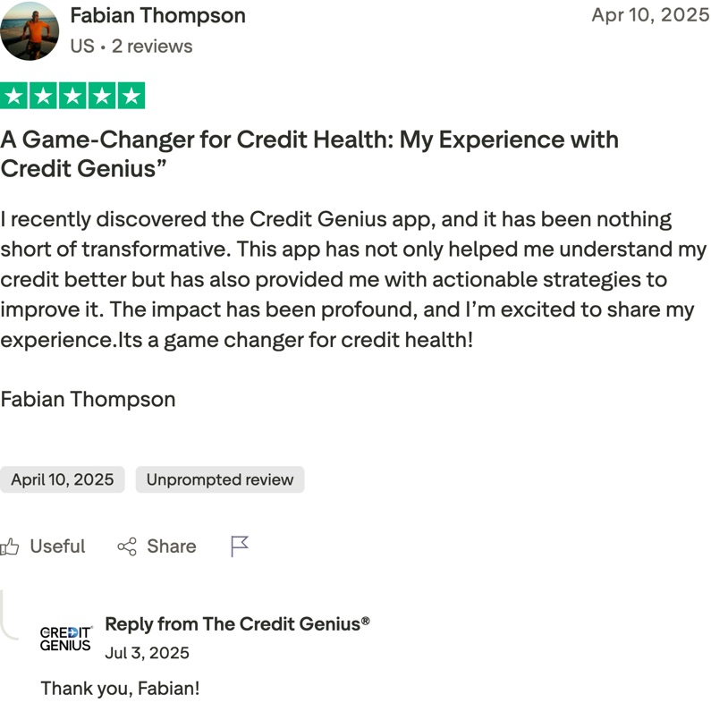 Fabian Thompson: A Game-Changer for Credit Health: My Experience with Credit Genius”