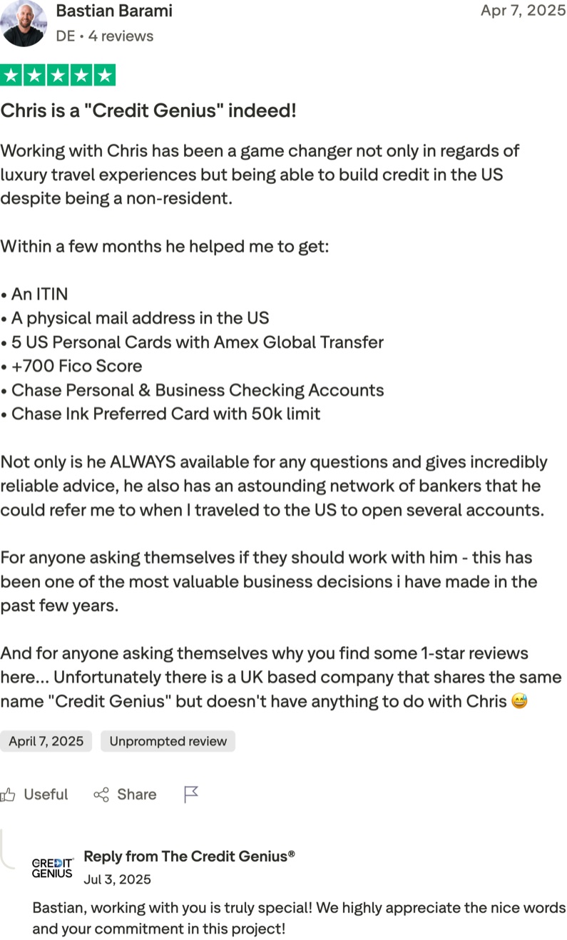 Bastian Barami: Chris is a "Credit Genius" indeed!
