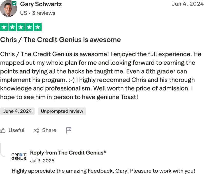 Gary Schwartz: Chris / The Credit Genius is awesome