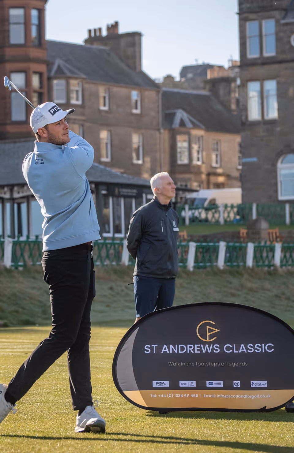 Hamish Brown Teeing off at the Old course St Andrews