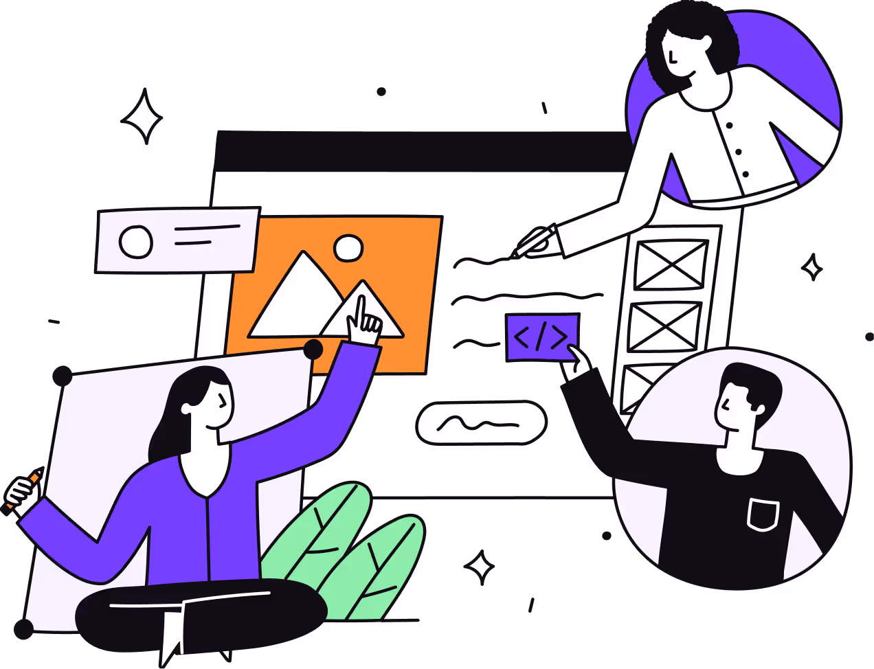 A team of creatives collaborating