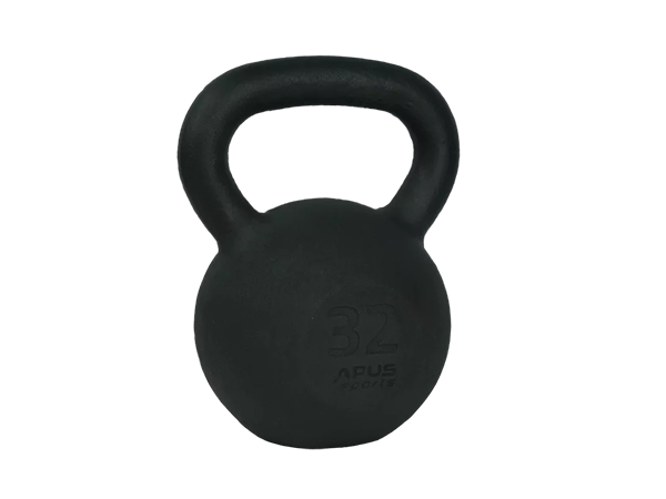 Żeliwny kettlebell Apus Sports z powłoką ochronną i ergonomicznym uchwytem