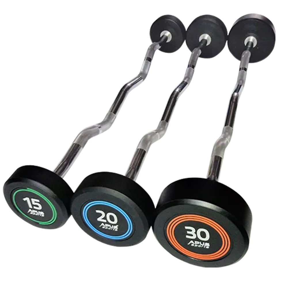 Jednoczęściowa sztanga łamana Apus Sports z końcówkami PU, 10–40 kg
