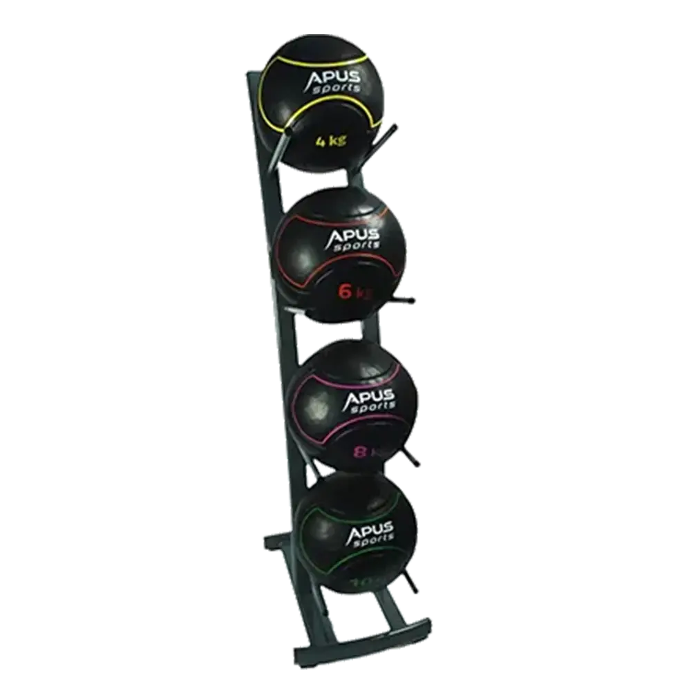 Apus Sports rack for 4 oversized medicine balls, compact and steel-built