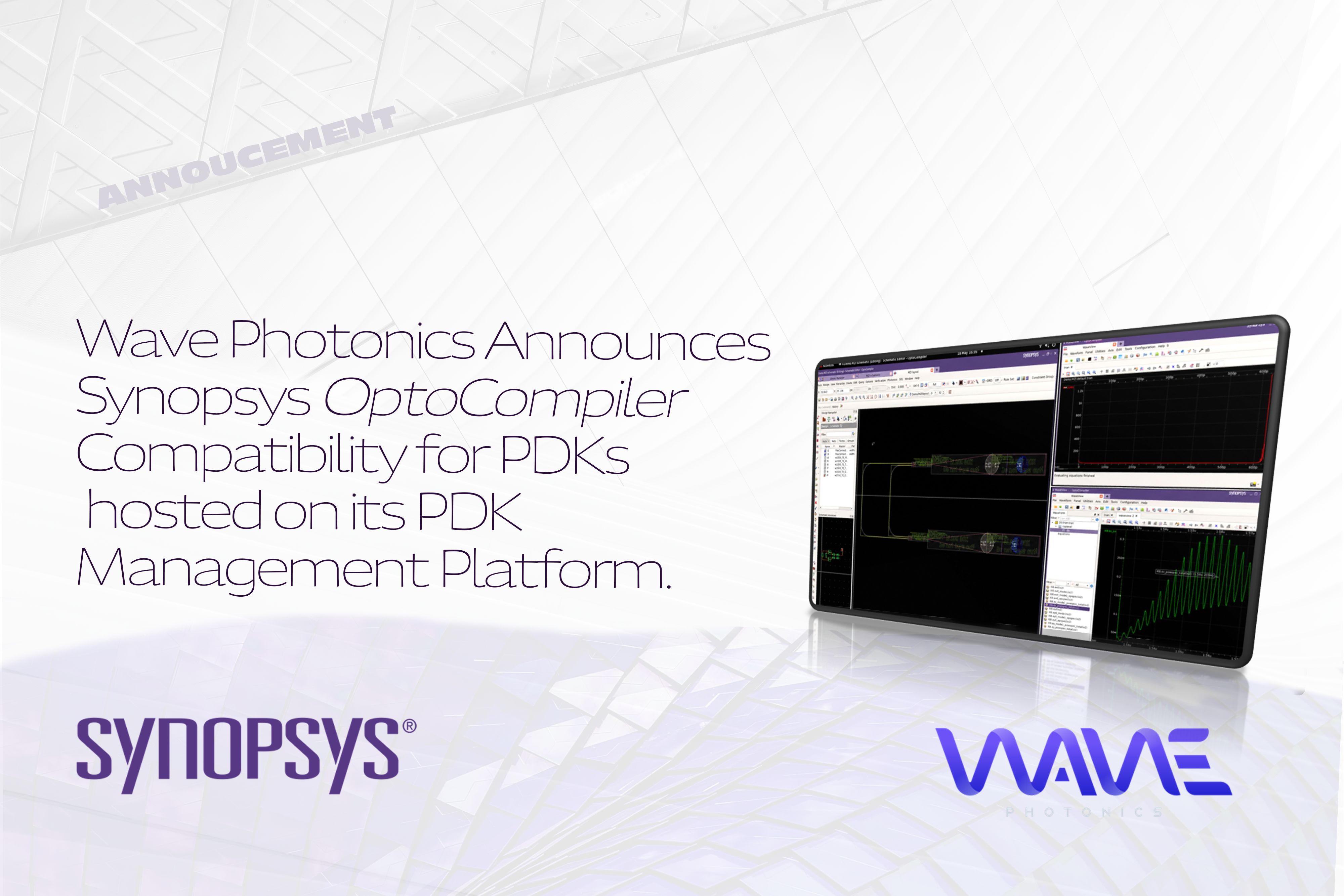 Wave Photonics Announces Synopsys OptoCompiler Compatibility for PDKs hosted on its PDK Management Platform