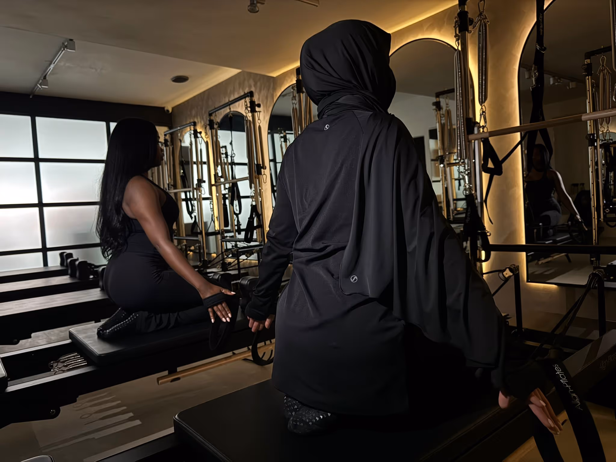 A woman is exercising