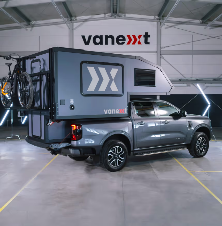A Vanexxt build camping van in a warehouse building