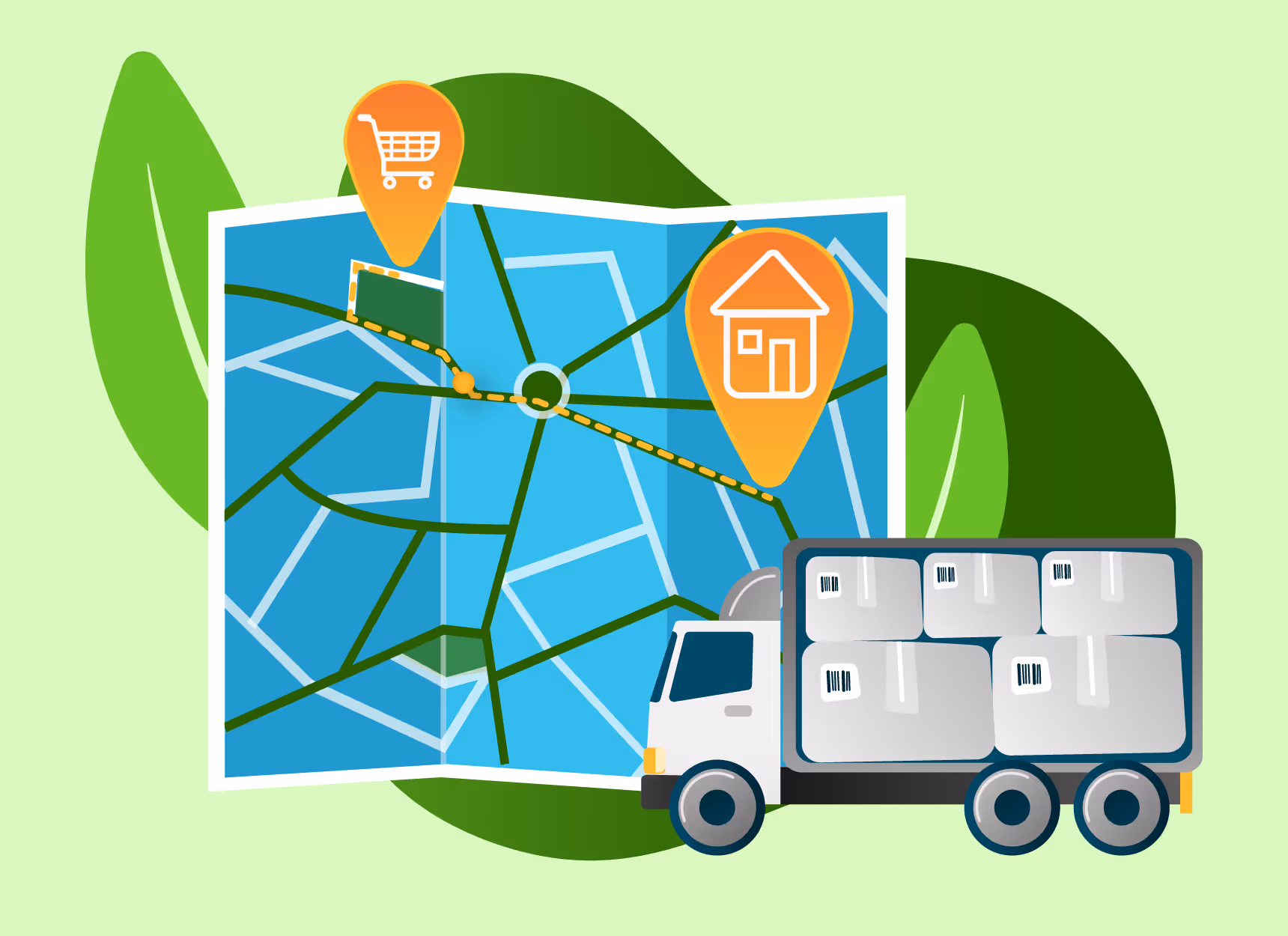 Local Sourcing Truck in Front of a Map