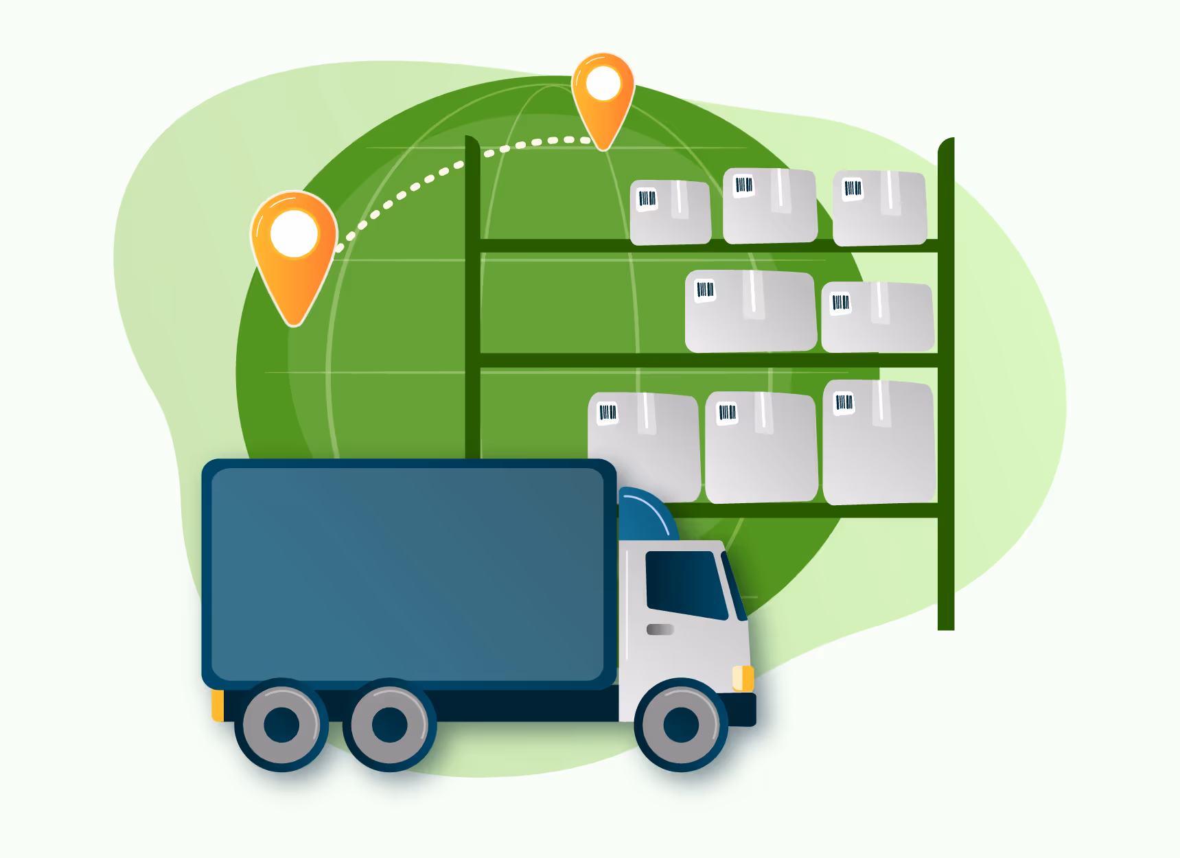Global Sourcing Truck in Front of a International Map