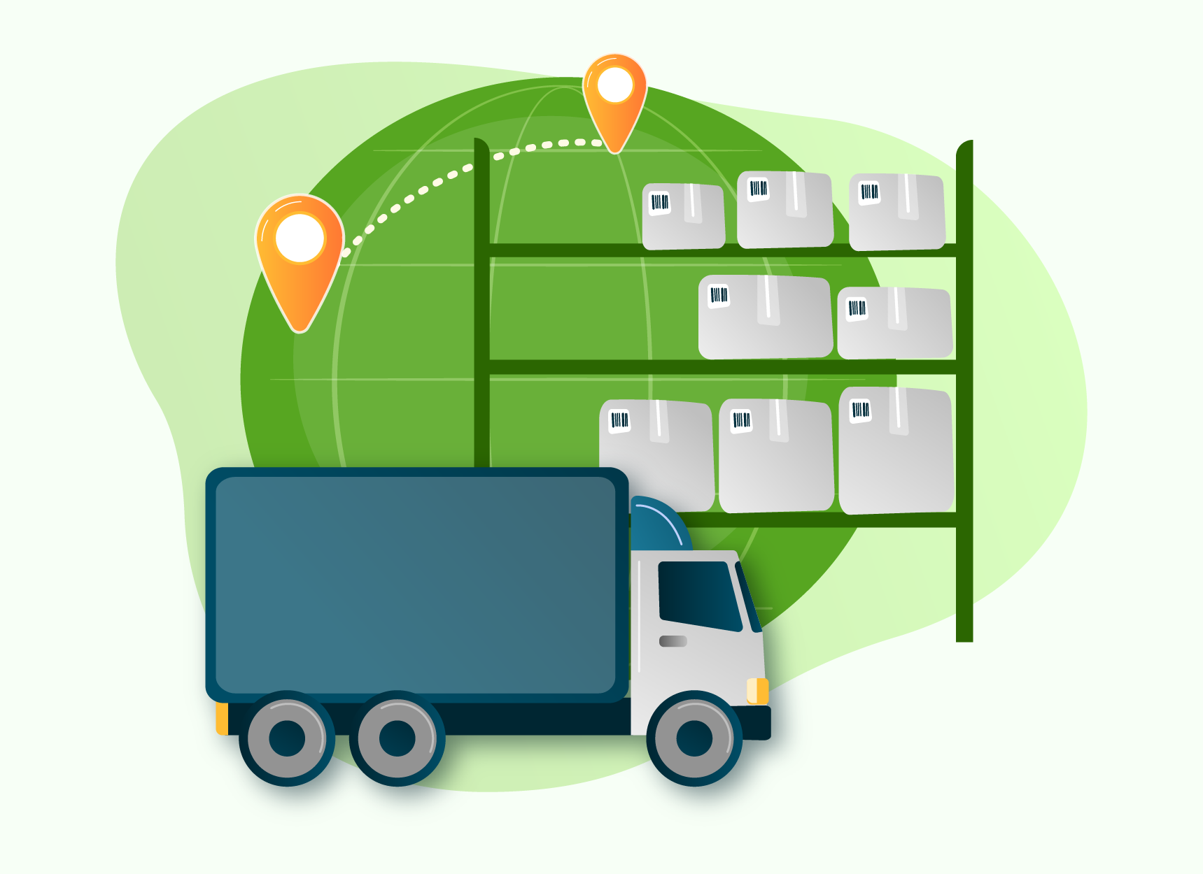 Global Sourcing Truck in Front of a International Map