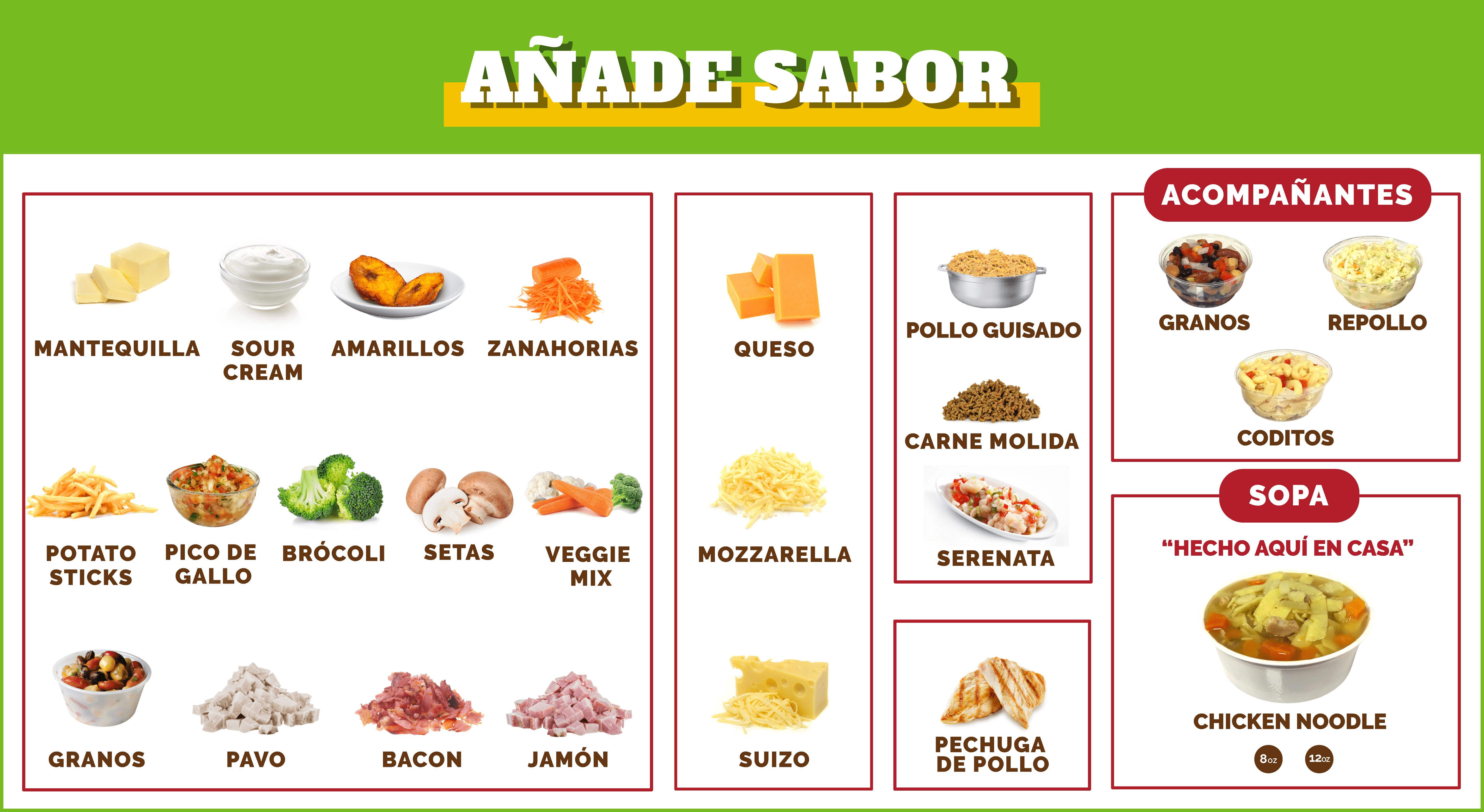 Anade sabor menu