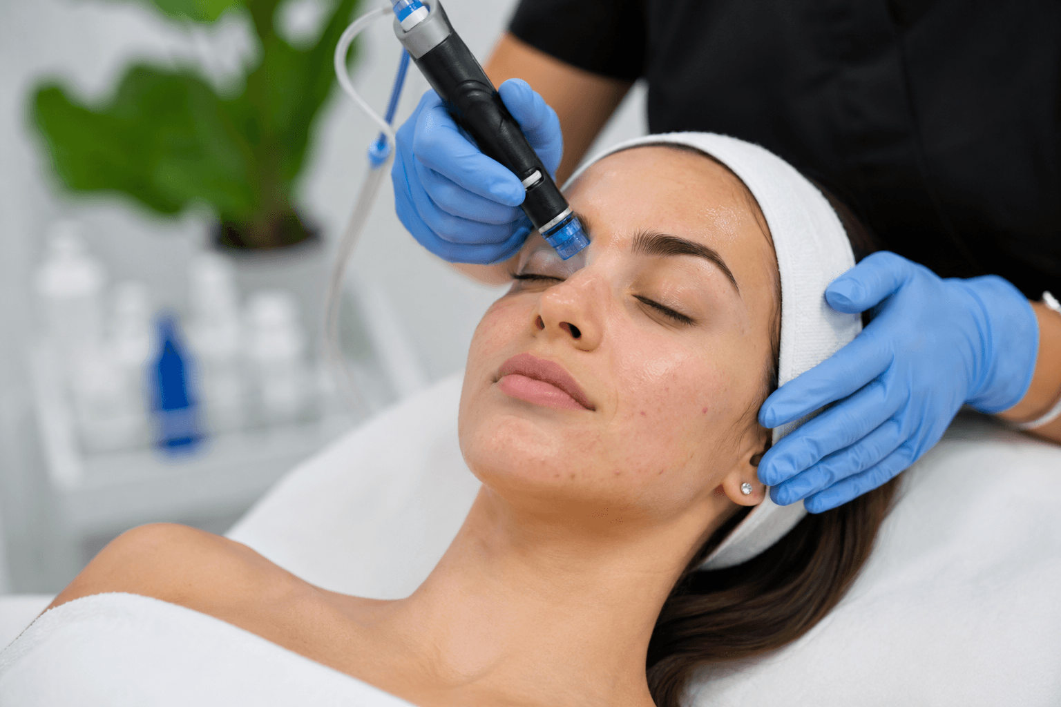 Hydrafacial treatment for acne-prone skin in St. Petersburg Florida medical spa setting