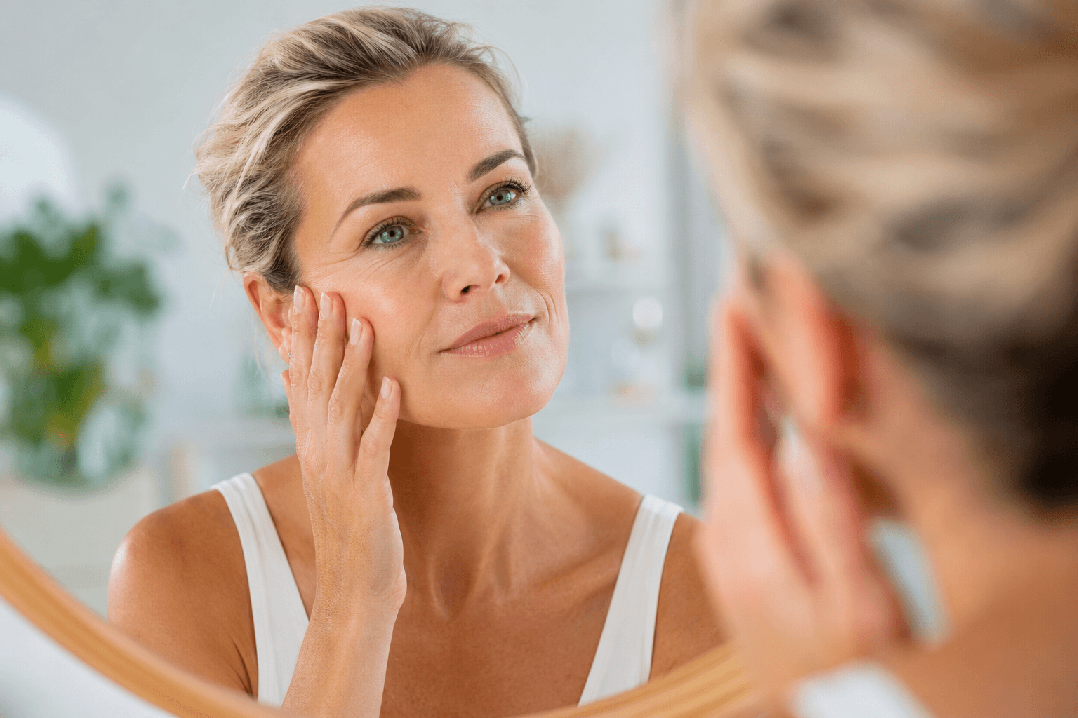 Woman reviewing facial aging timeline and preventative treatments in Valrico, Florida med spa consultation