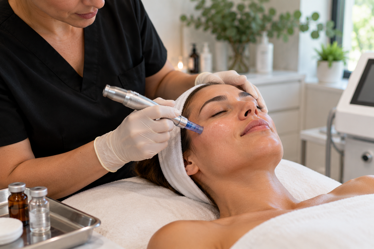 Microneedling with growth factor treatment for smoother skin texture at a med spa in St. Petersburg, Florida