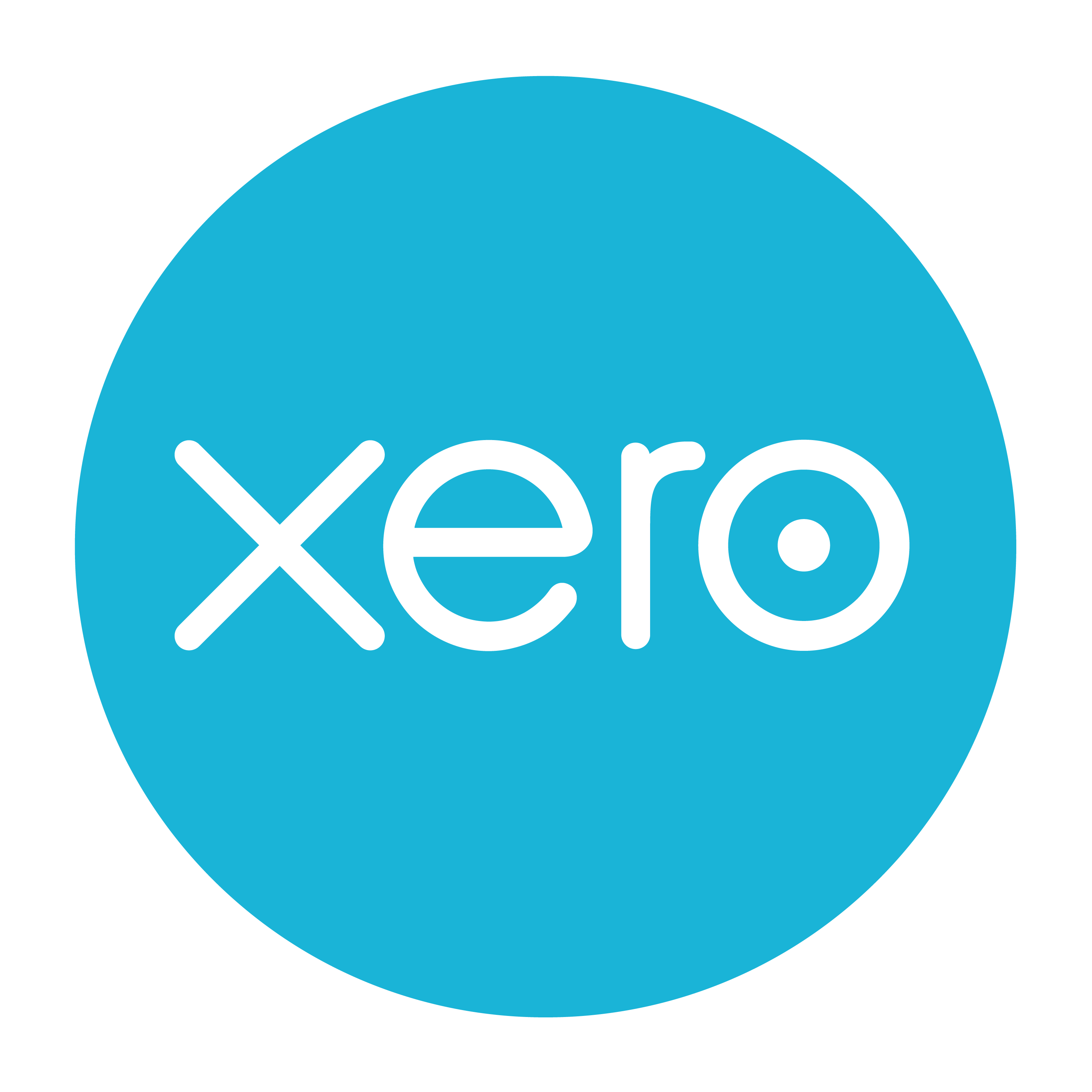 Blue circle with the word "Xero" in lowercase white letters.