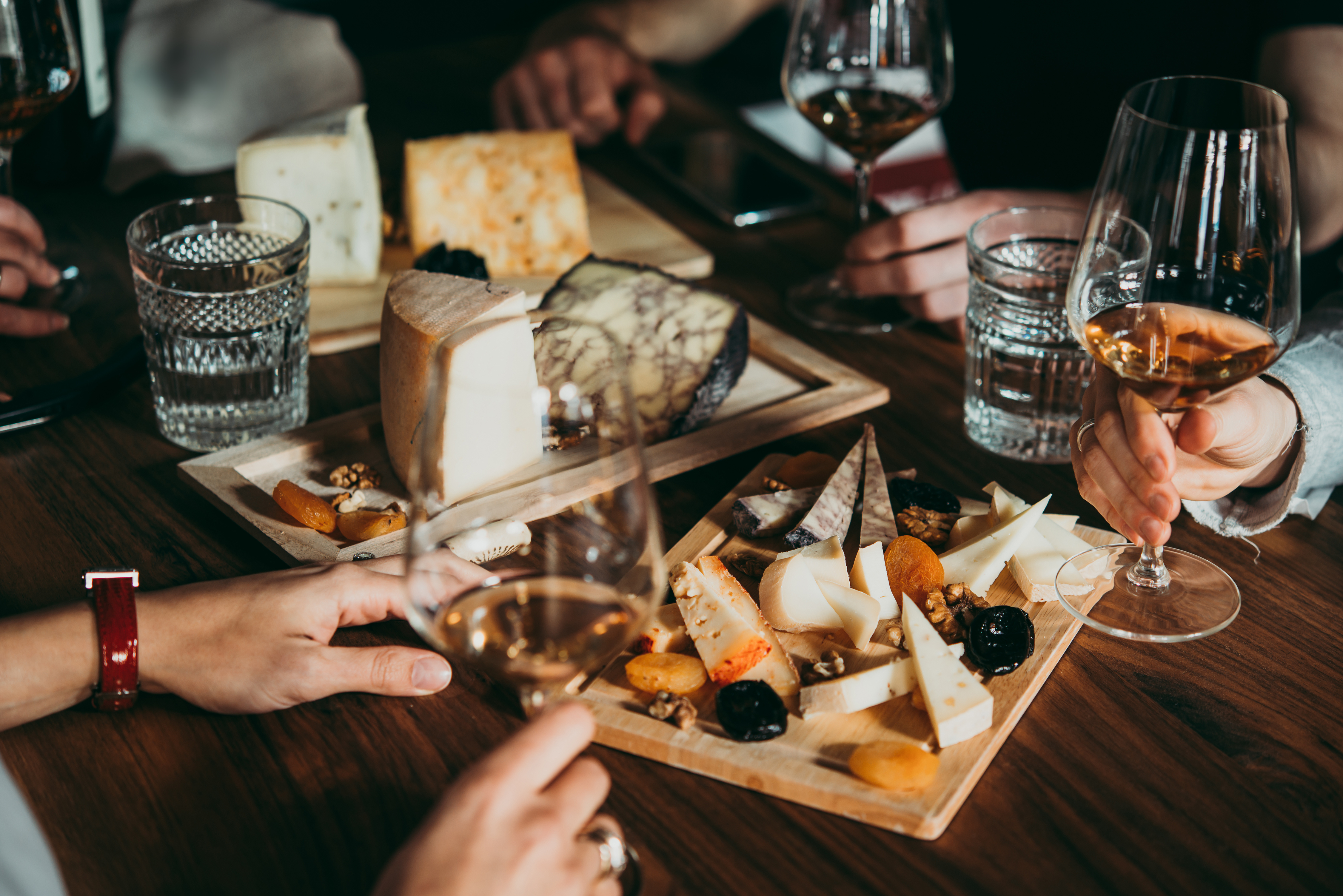 Wine and Cheese Stock Photo