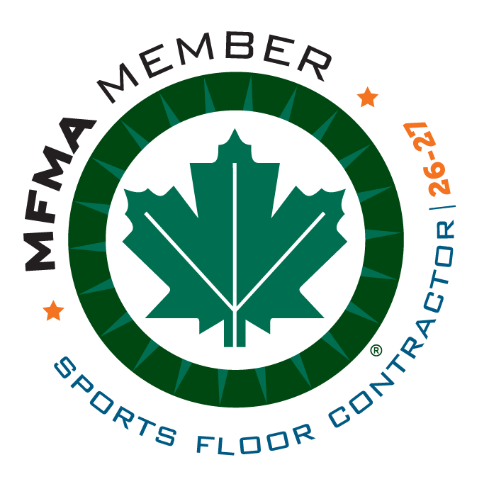 MFMA member logo with green maple leaf and text Sports Floor Contractor 26-27.