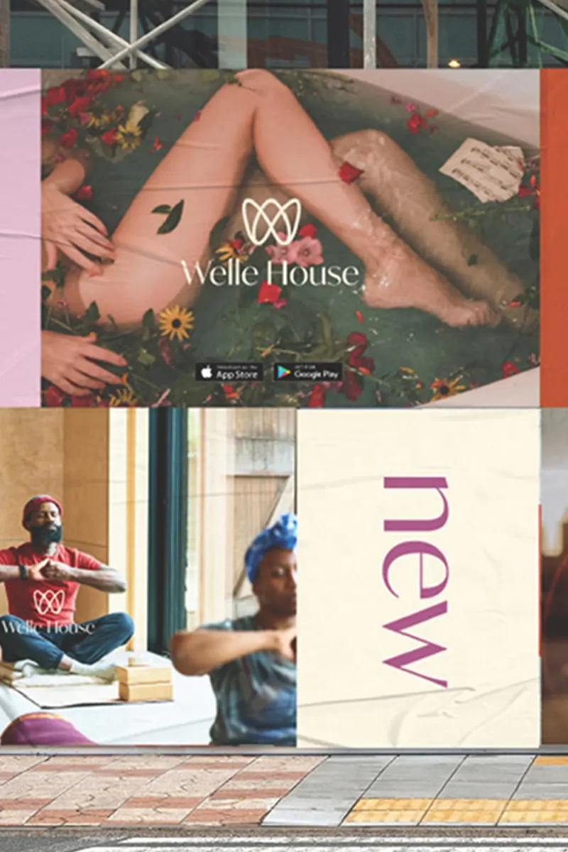 A digital health and wellness startup launch campaign featuring environmental branding and integrated marketing communications.