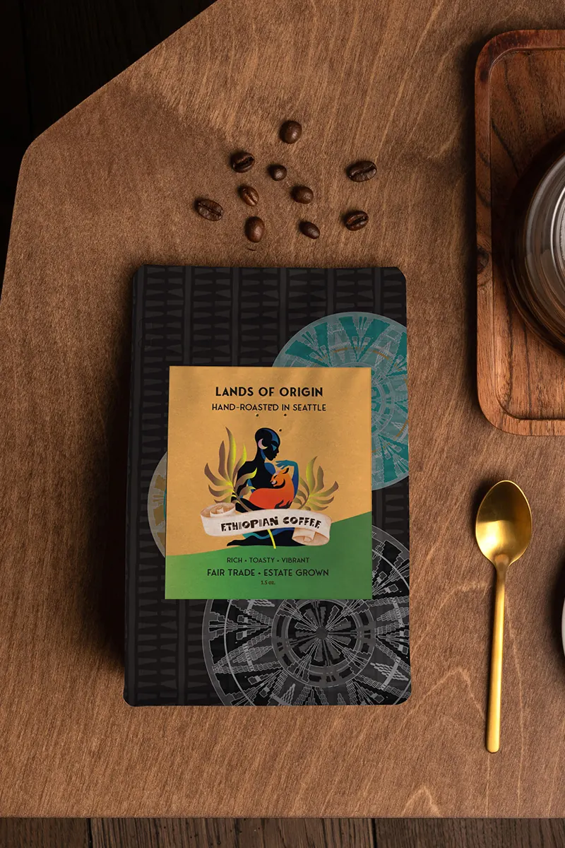 Brand identity and CPG packaging design for a specialty food company helped introduce Ethiopian coffee to specialty retail through authentic storytelling, premium packaging, and a cohesive visual brand system.