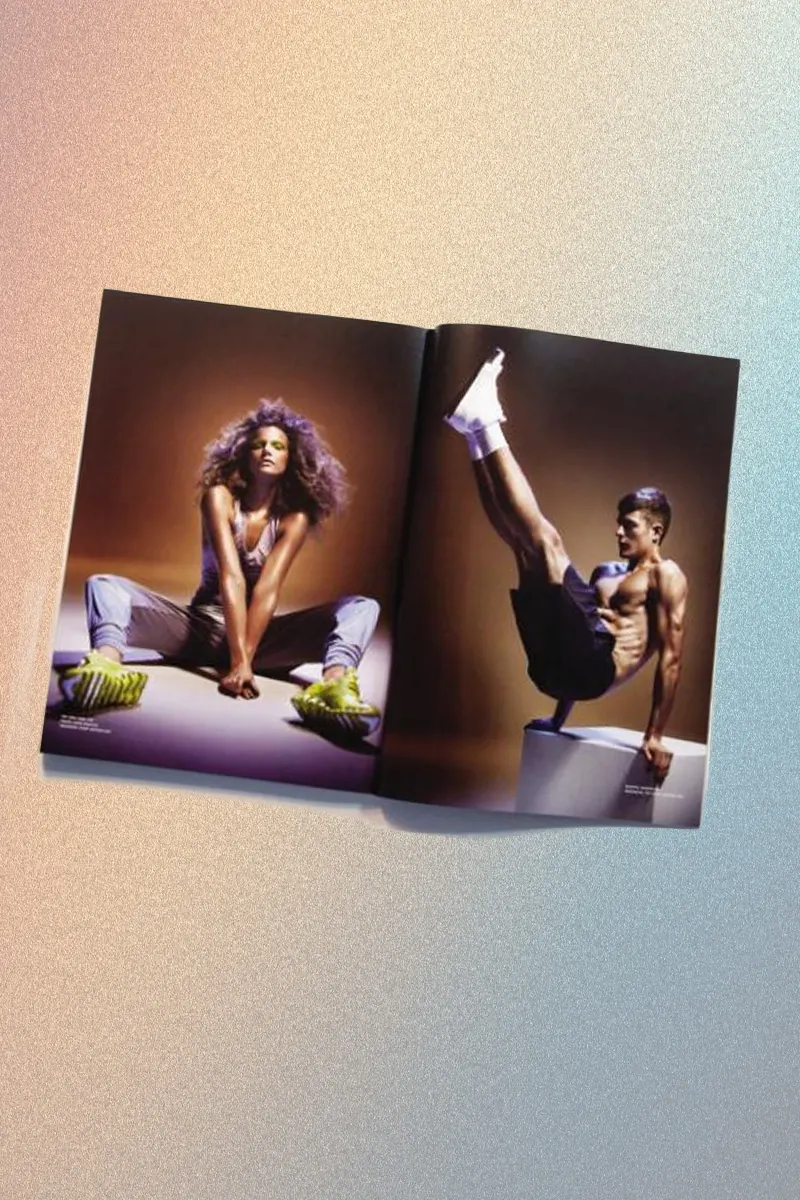 Giorgio Armani and Reebok EA7 apparel concepts featured in a global fashion publication.