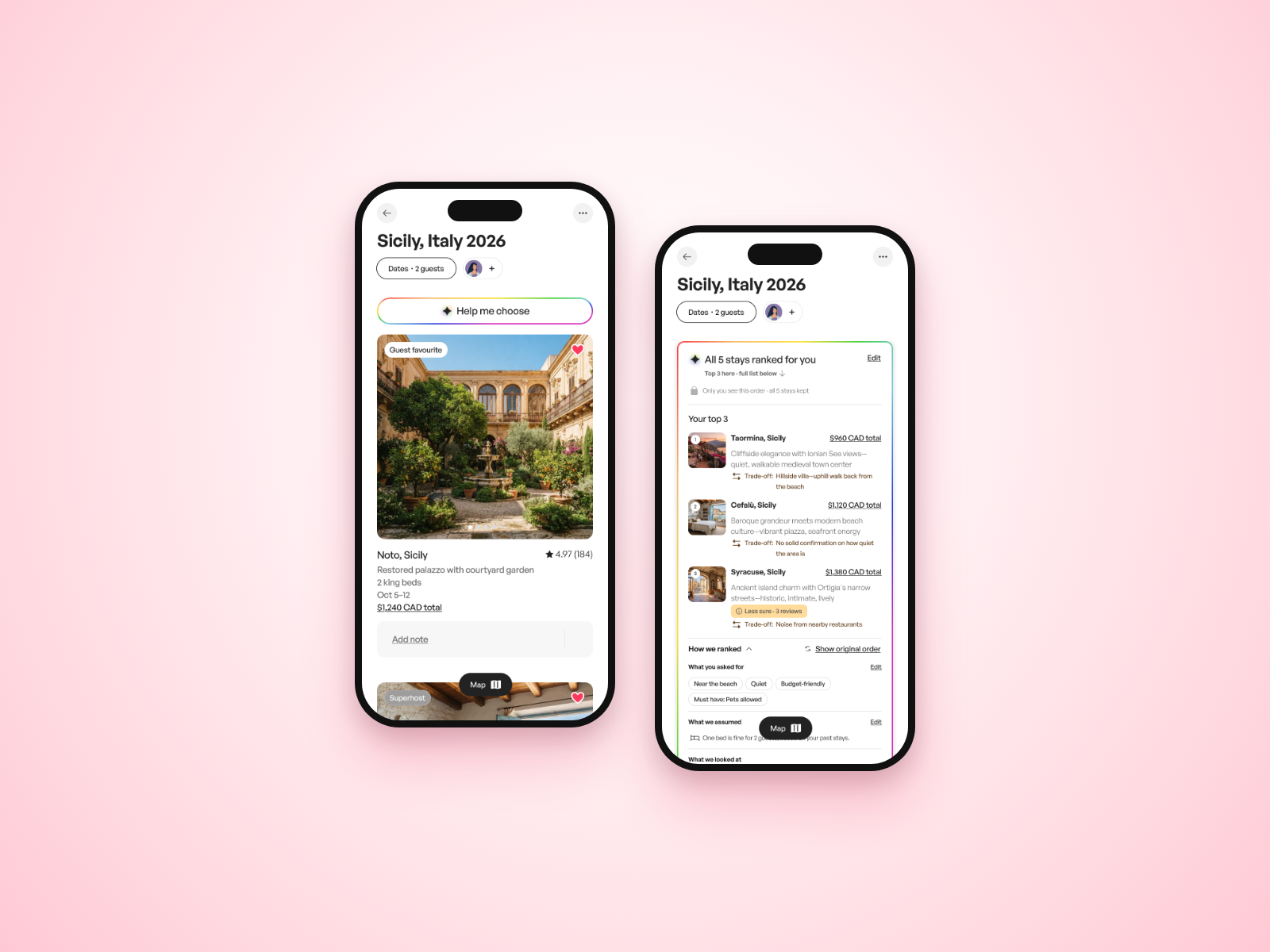 ai smart ranking airbnb feature mobile design interface