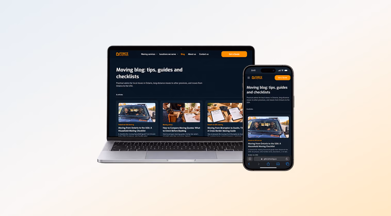 Blog hub, desktop and mobile