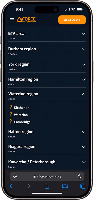City page on mobile