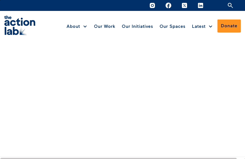 Gif showing homepage loading animation with photos drifting into a grid and headline text moving in from left to right.