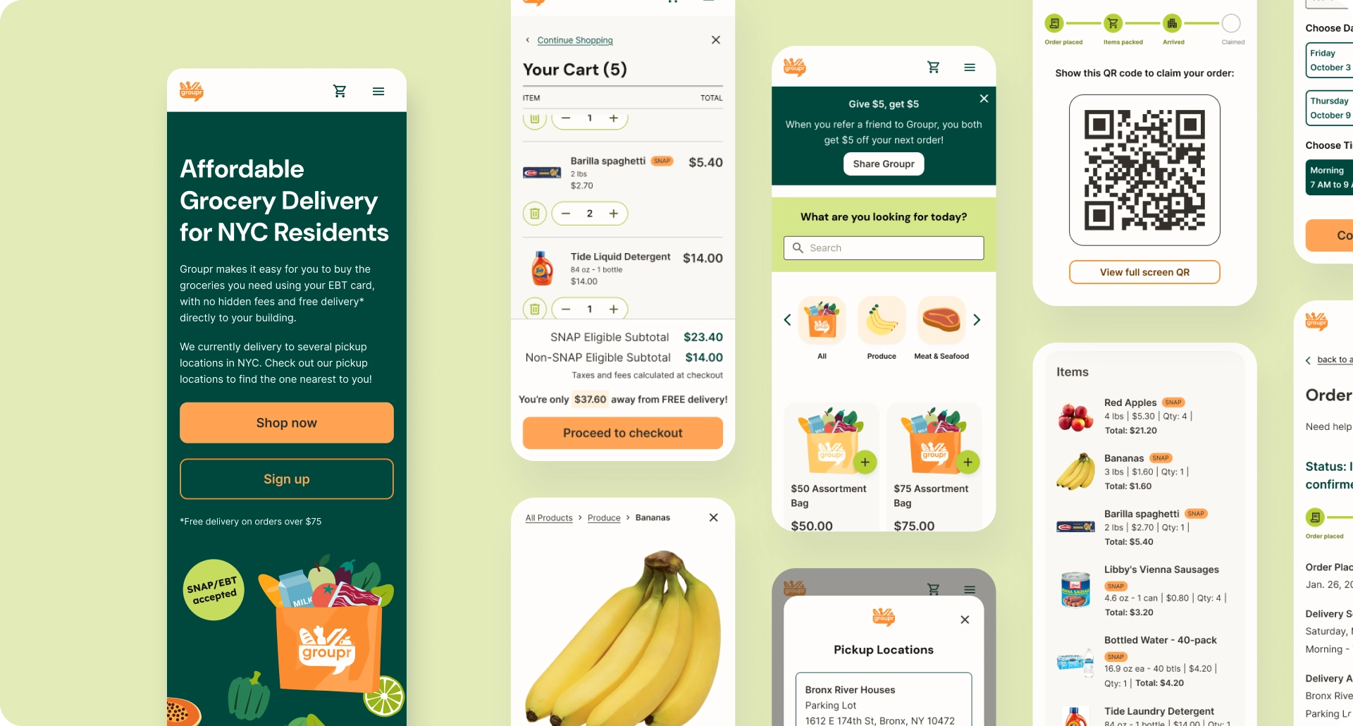 Mobile views of many pages including home, Our Work, About, and Updates,