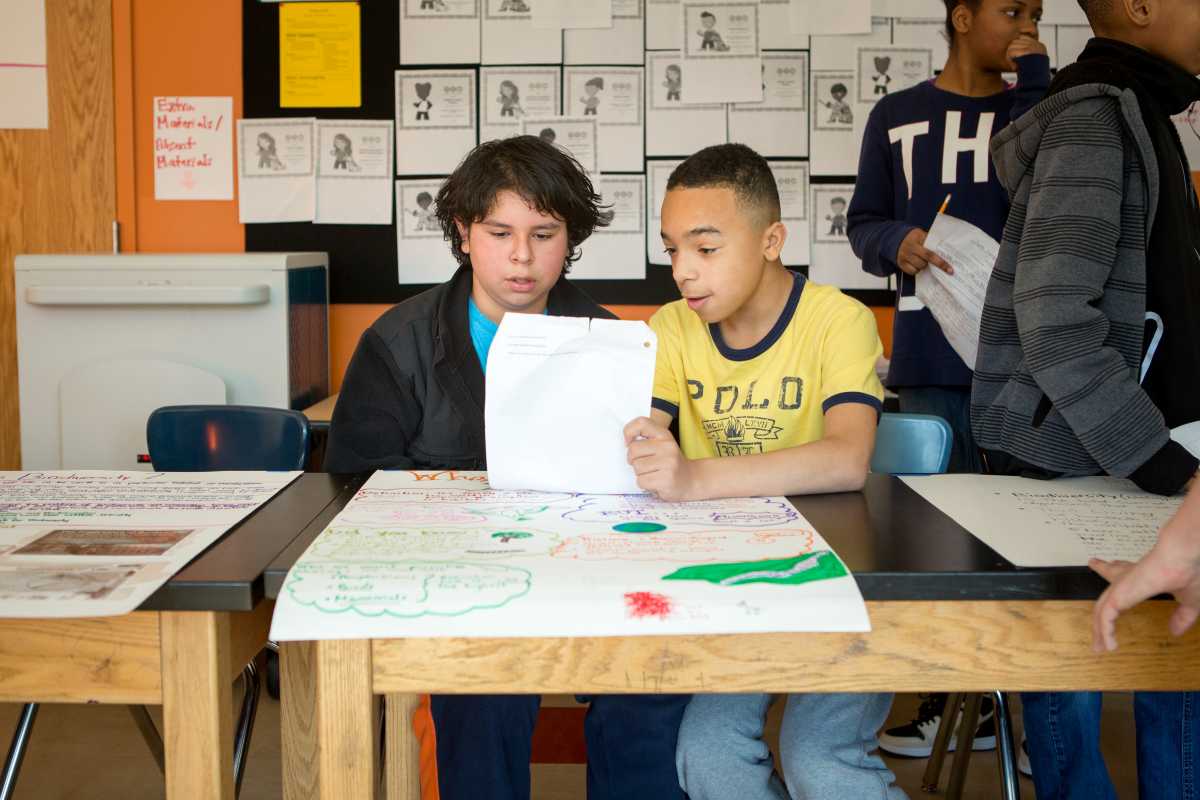 Boys studying together