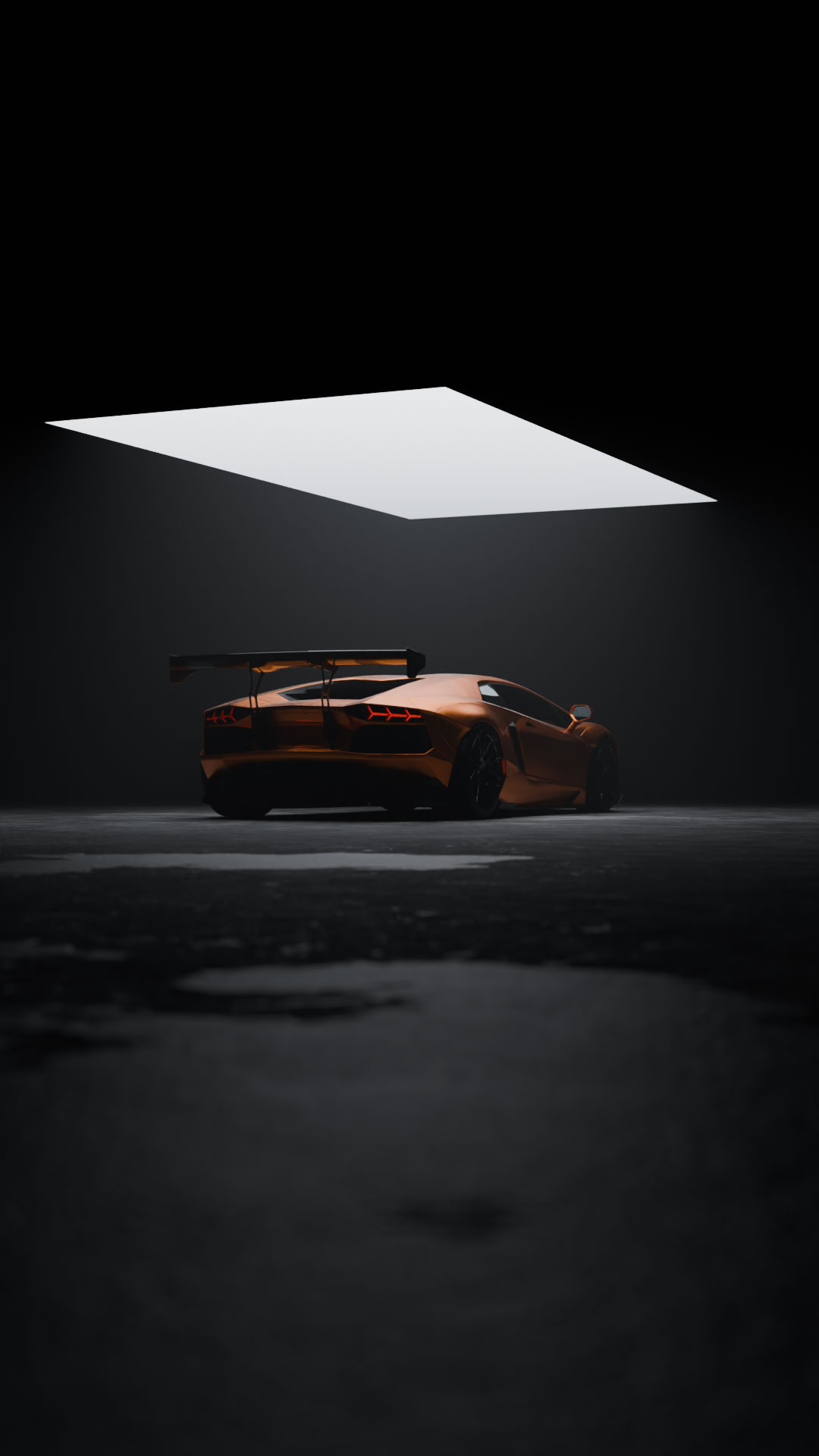 Une image 3D réaliste d'une lamborghini aventador dans un studio