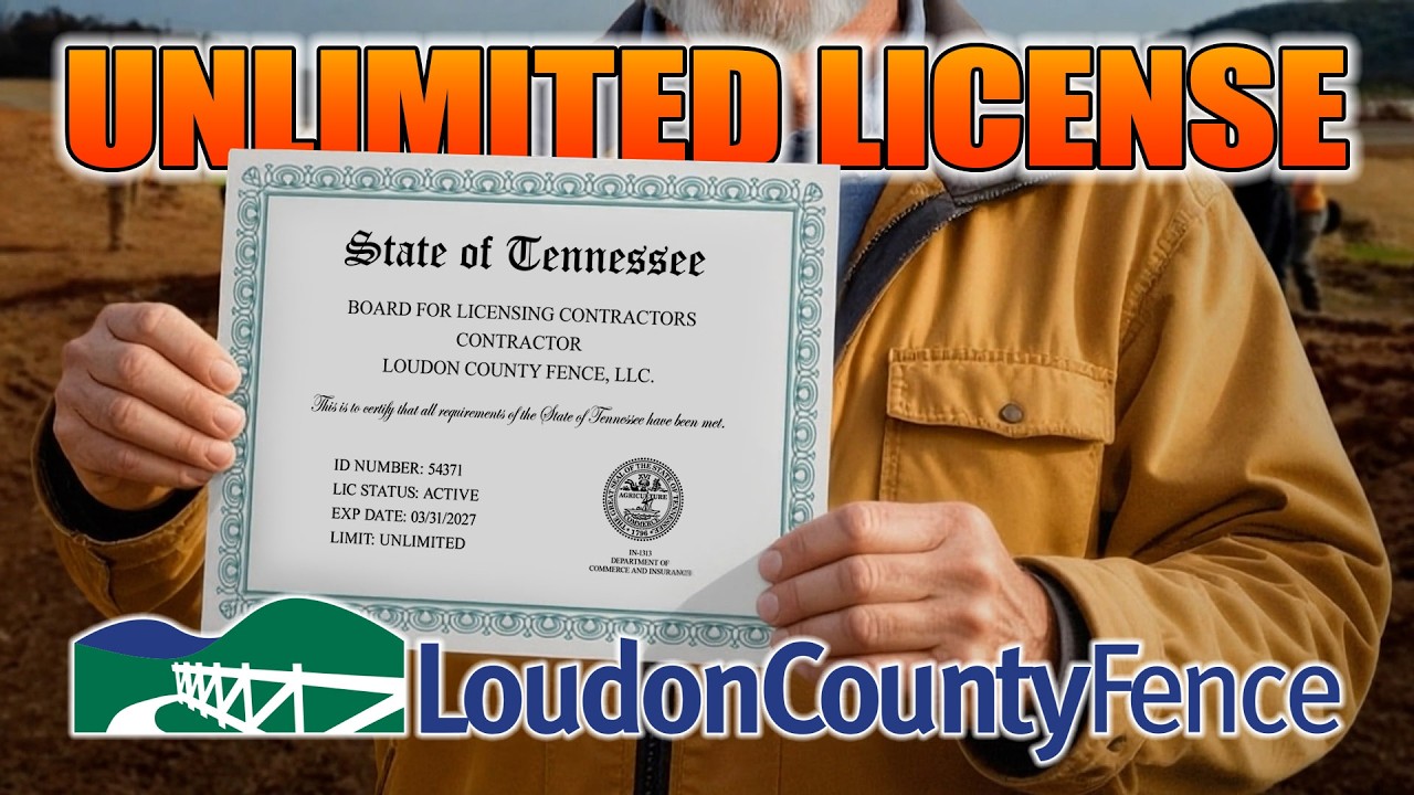 Loudon County Fence crew working under a Tennessee unlimited contractor license in East Tennessee