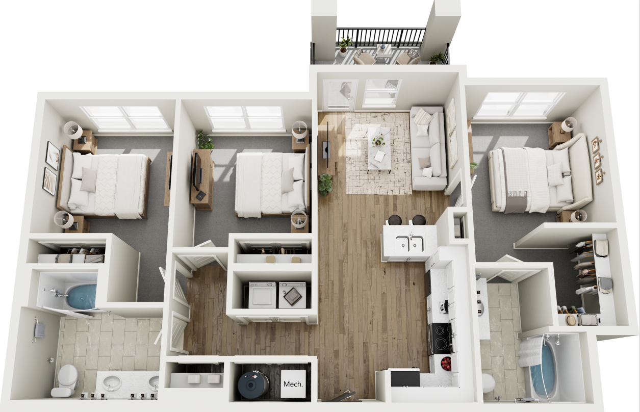 3 Bedroom 1143 sqft