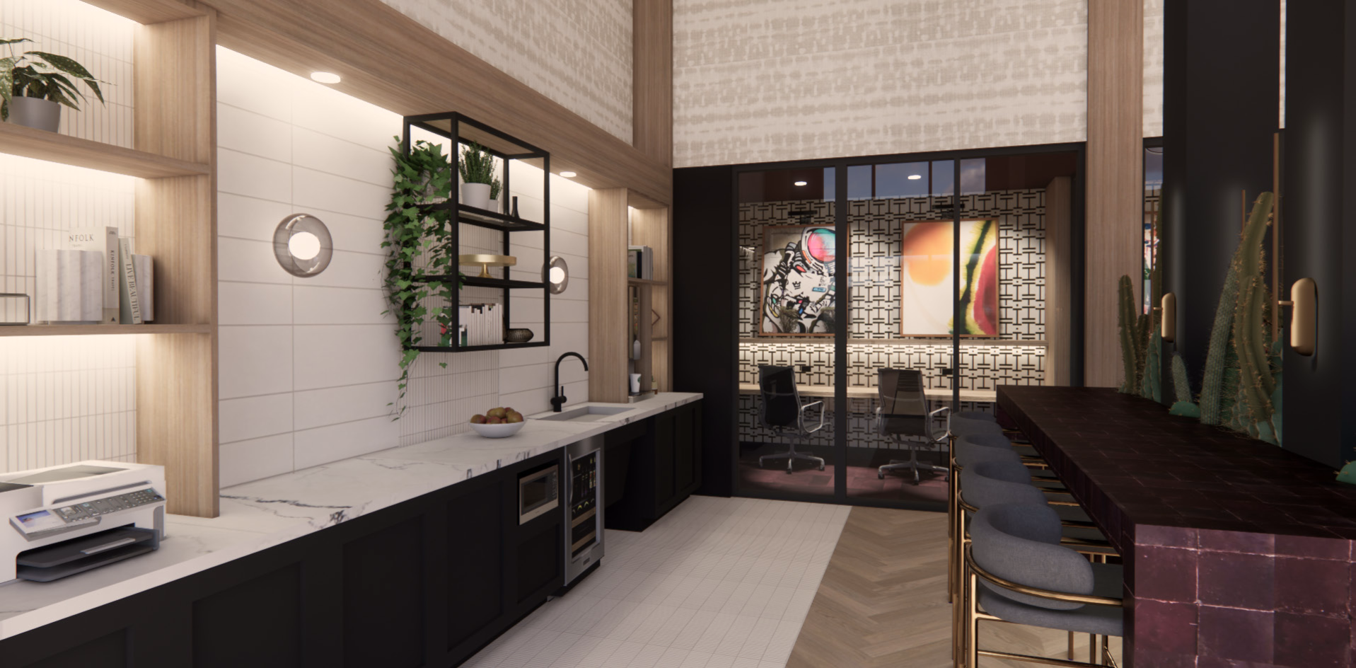 clubroom kitchenette rendering