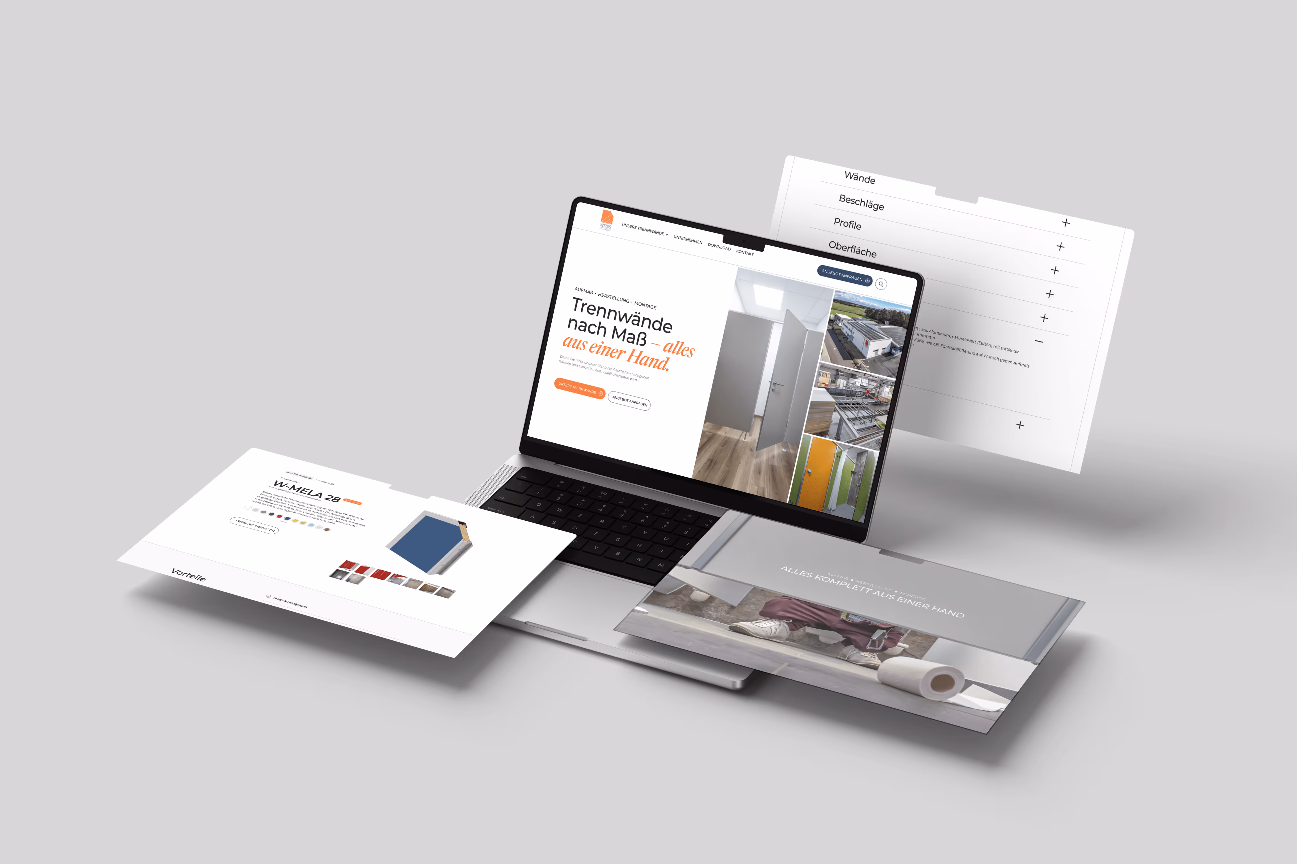 Mockup der Website von Weiss Trennwände