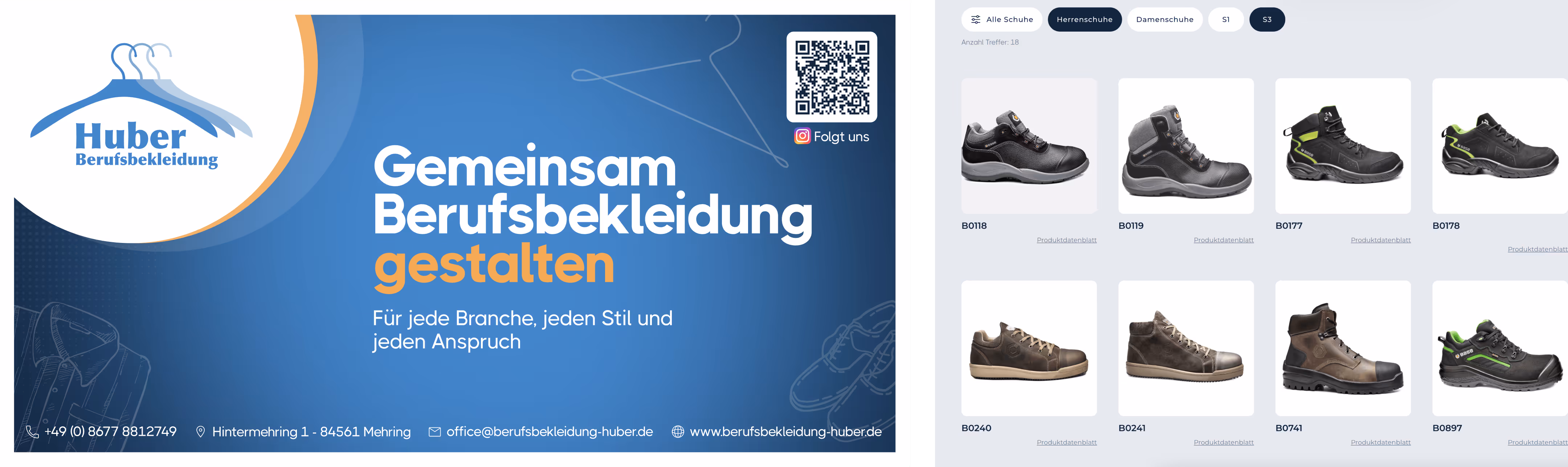 Reihe 3 der Mockup Bilder der Website Berufsbekleidung Huber