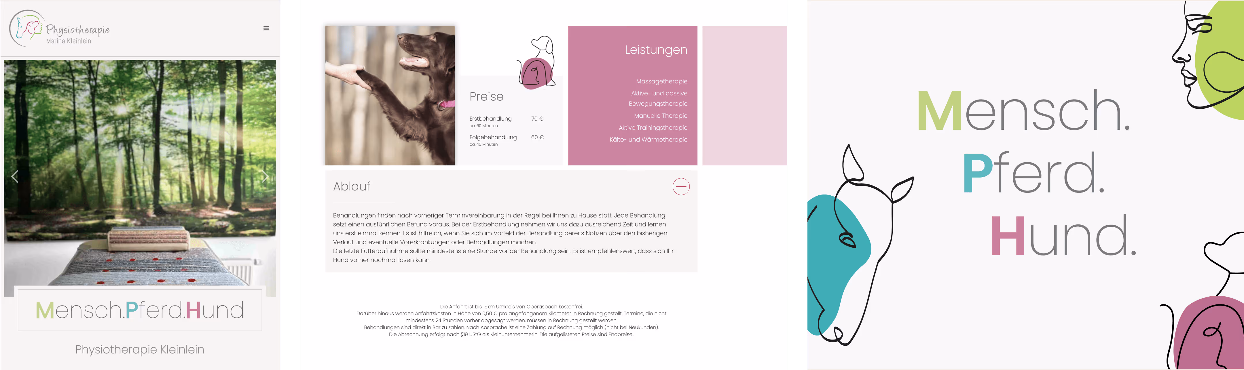 Reihe 3 der Mockup Bilder der Website Physiotherapie Kleinlein