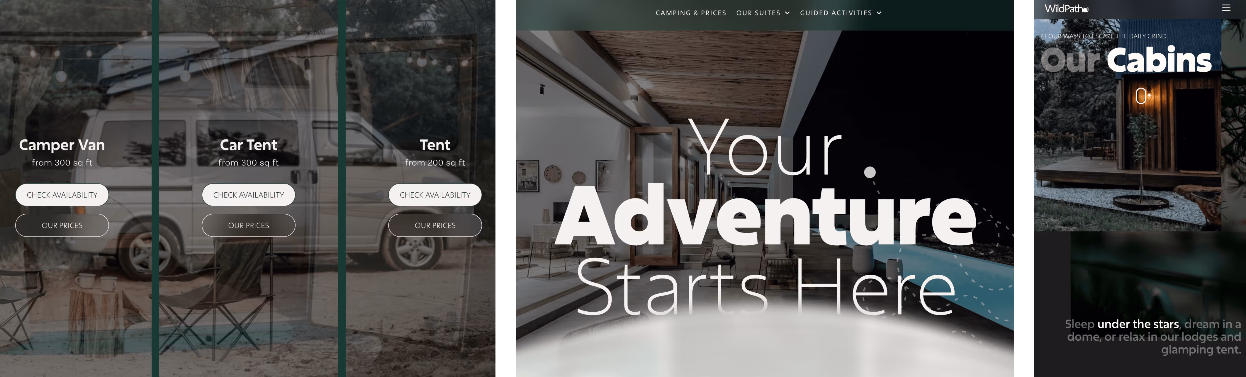 Reihe 2 der Mockup Bilder der Website WildPath