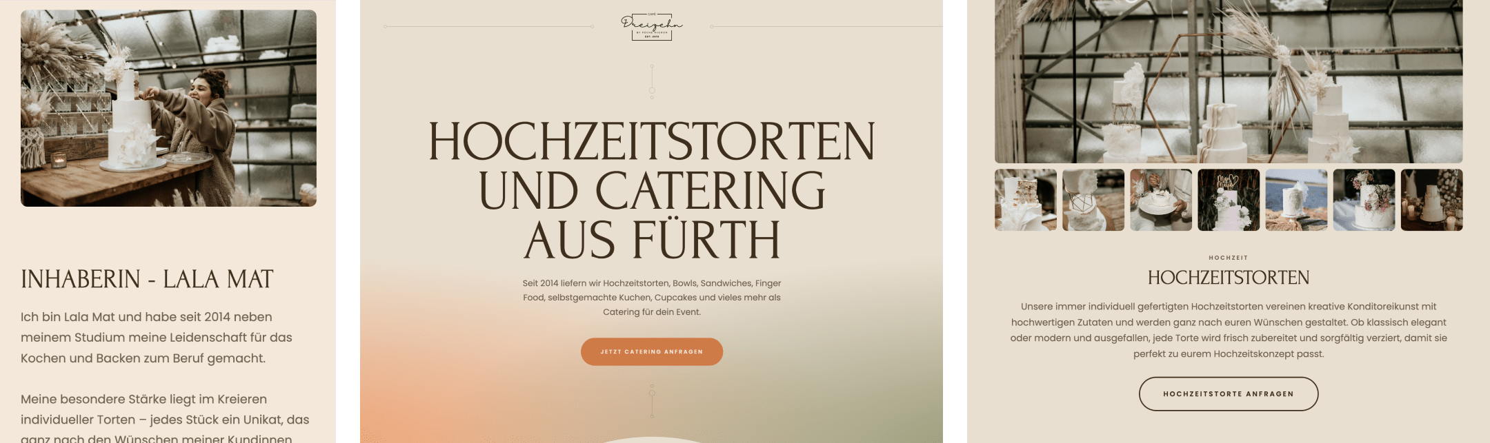 Reihe 1 der Mockup Bilder der Website von Peche Mignon