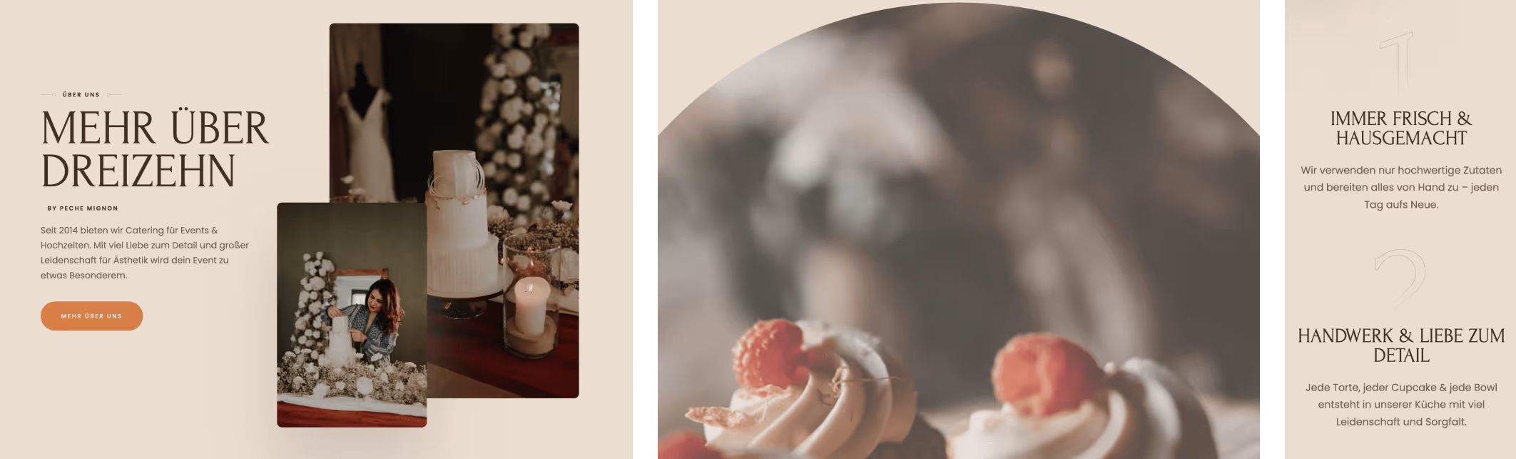 Reihe 5 der Mockup Bilder der Website von Peche Mignon