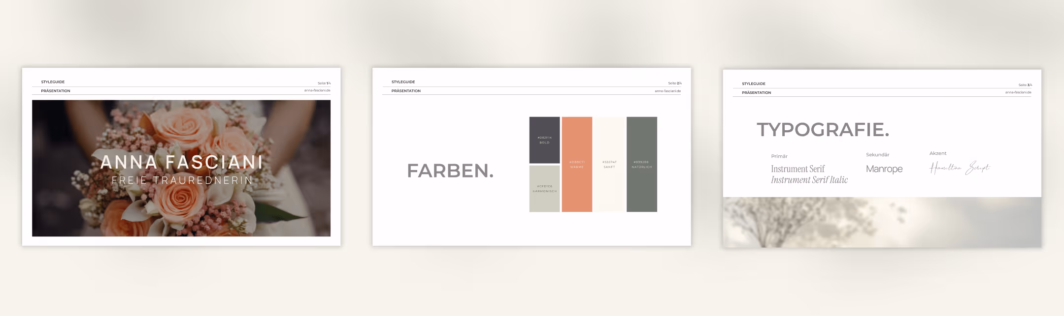 Reihe 1 der Mockup Bilder der Website von Anna Fasciani