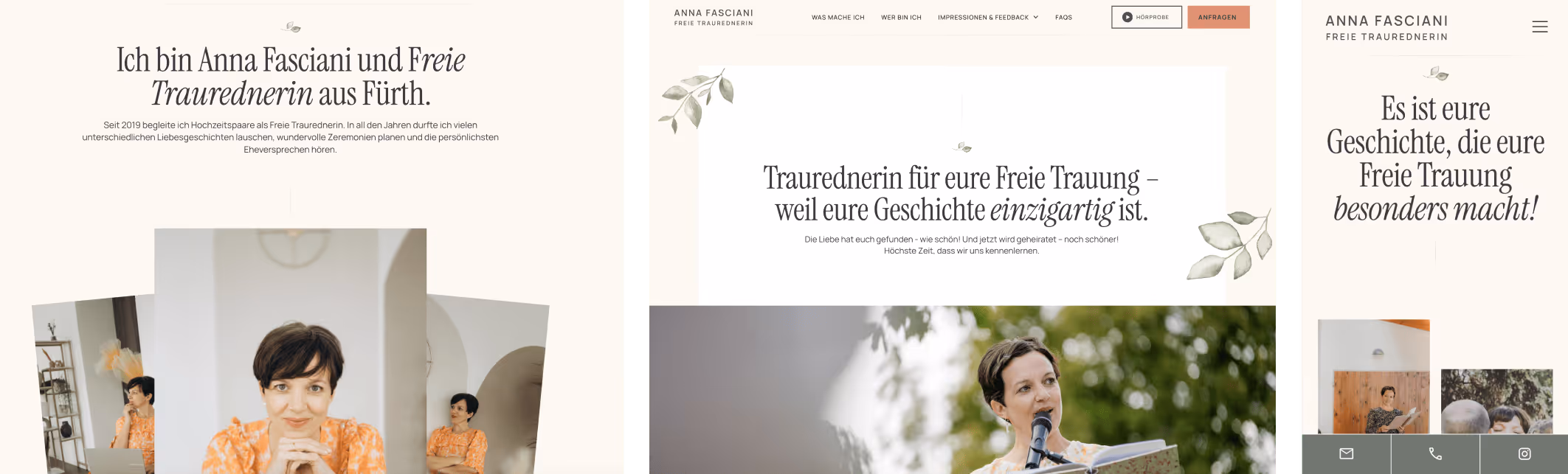 Reihe 2 der Mockup Bilder der Website von Anna Fasciani