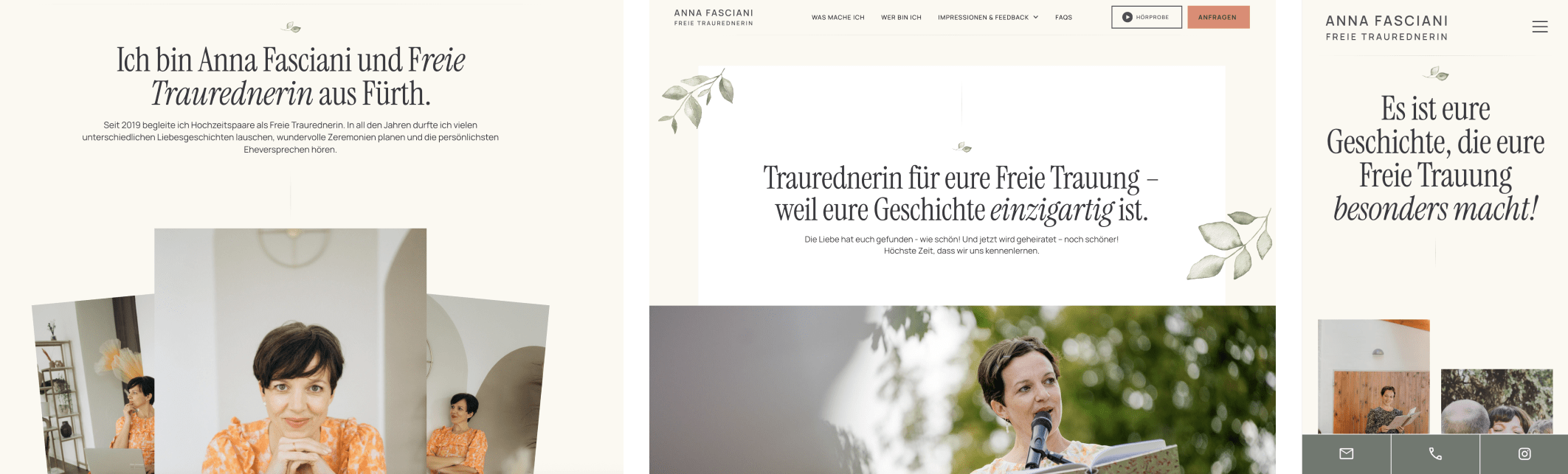 Reihe 2 der Mockup Bilder der Website von Anna Fasciani