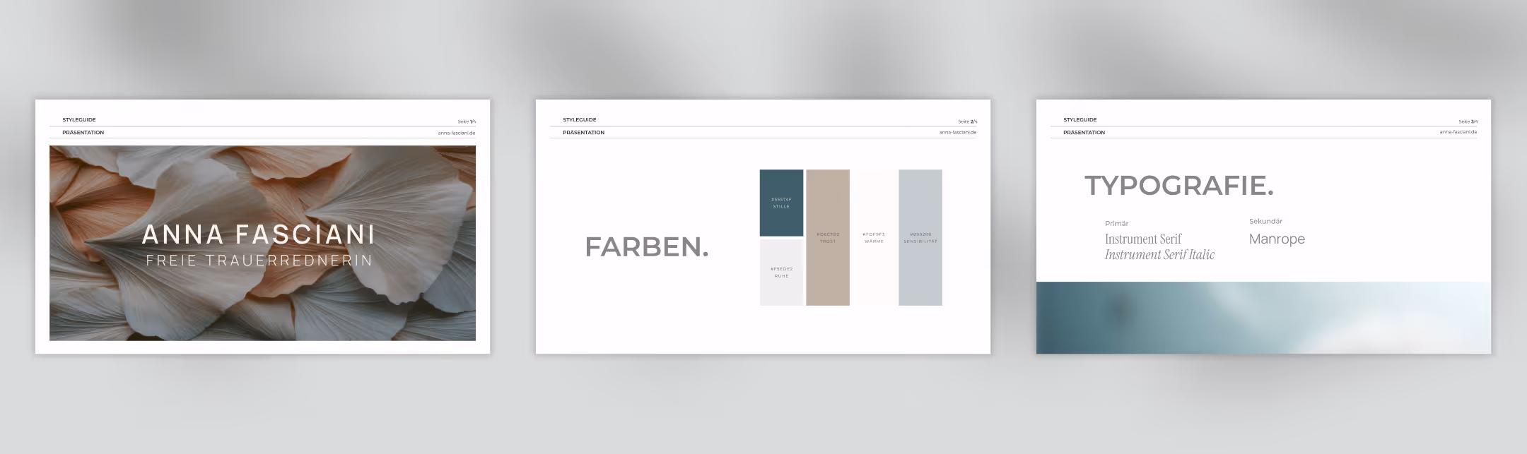 Reihe 3 der Mockup Bilder der Website von Anna Fasciani