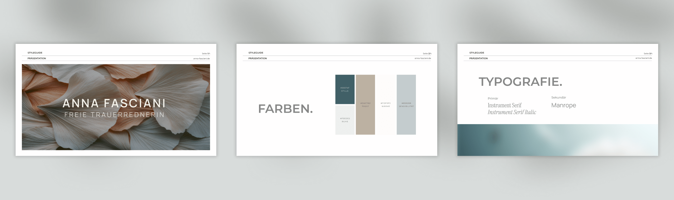 Reihe 3 der Mockup Bilder der Website von Anna Fasciani