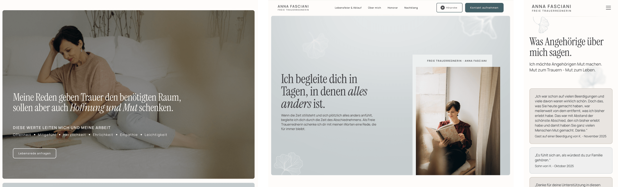 Reihe 4 der Mockup Bilder der Website von Anna Fasciani