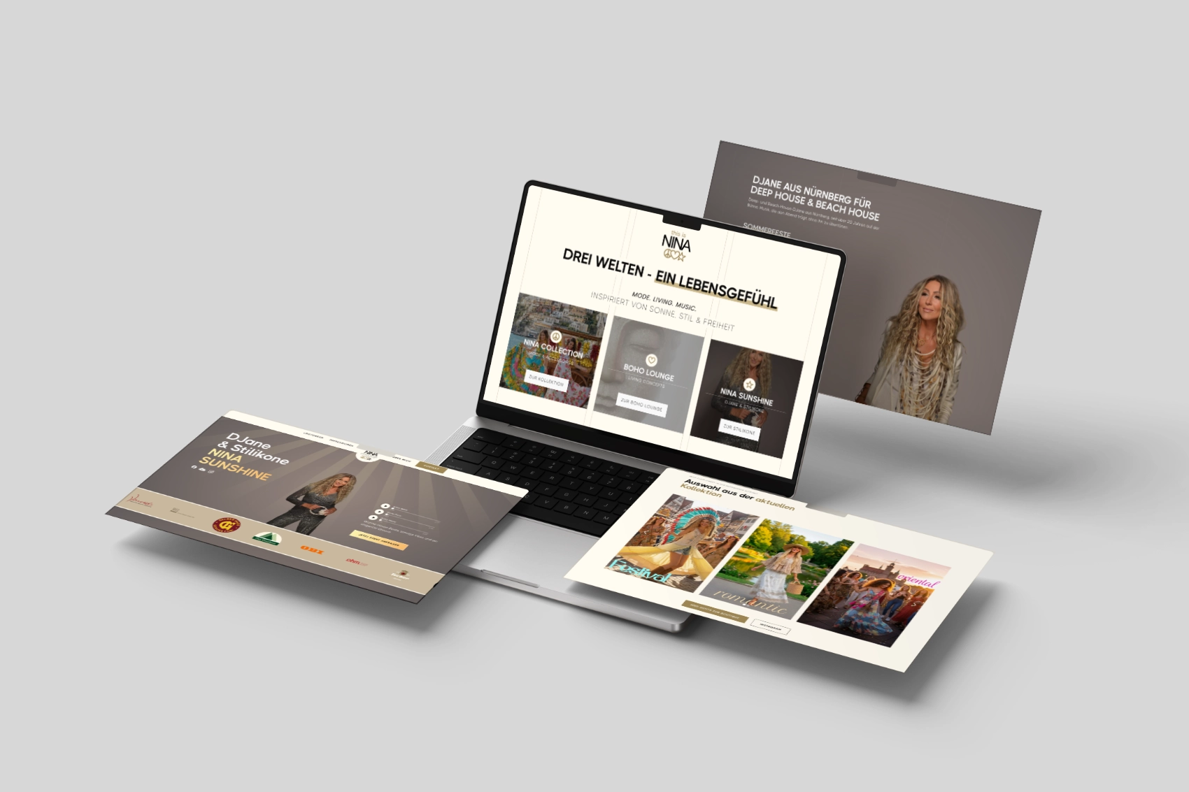 Mockup von Nina Sunshine Website