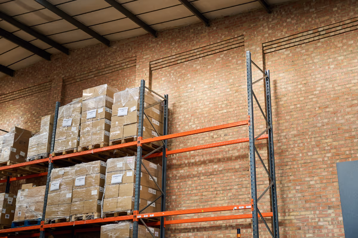 A stack of boxes in a warehouse.